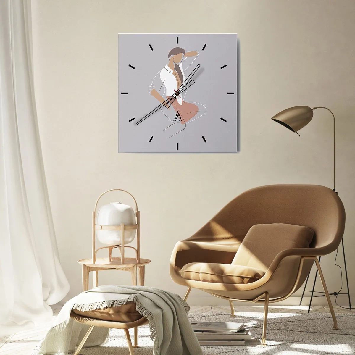 Wandklok - Klok - Omtrek van gracieusheid - 30x30 cm