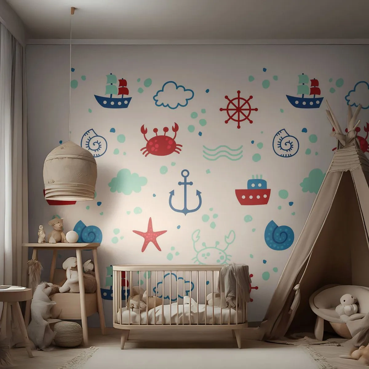Fotobehang Premium Canvas - Zee sprookje - het zeilen, Nautisch, Anker - 250x175 cm