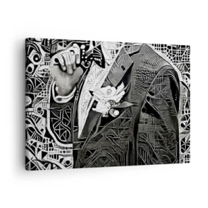Schilderen op canvas - Elegante abstractie van een man in pak in zwart-wit - 70x50cm - Alleen een ogenschijnlijk grijze man - Moderne wanddecoratie voor woonkamer en slaapkamer ARTTOR
