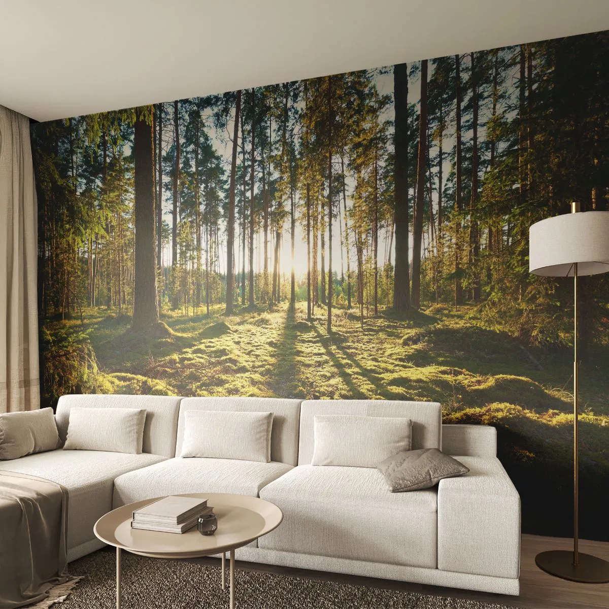 Fotobehang Premium Sand - … Achter de zeven bossen - Landschap, Woud, Natuur - 100x70 cm
