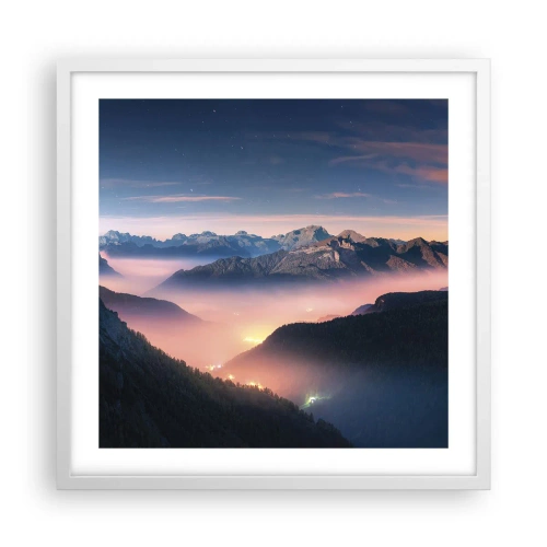 Poster in een witte lijst - Licht in de dalen - 50x50 cm