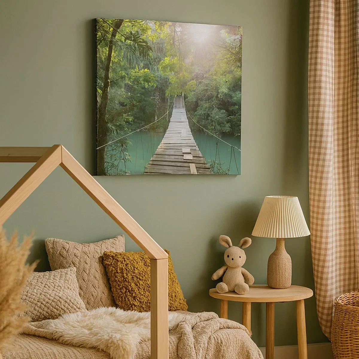 Schilderen op canvas - Over het azuurblauwe water naar het azuurblauwe woud - 30x30 cm