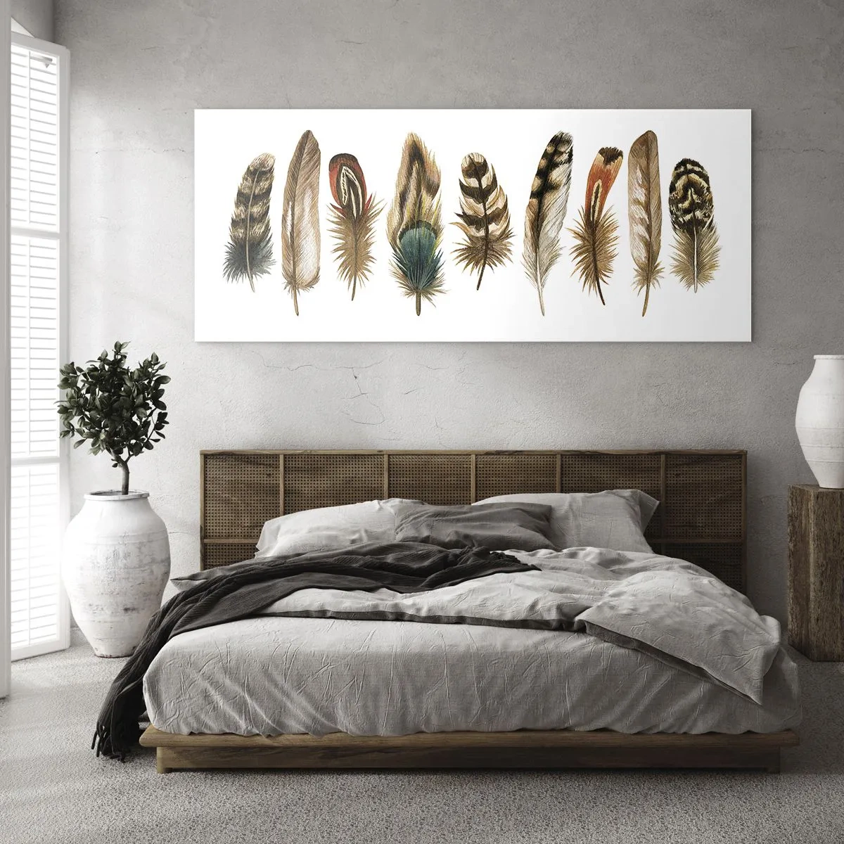 Schilderen op glas - Een gevederde variatie - 100x40 cm