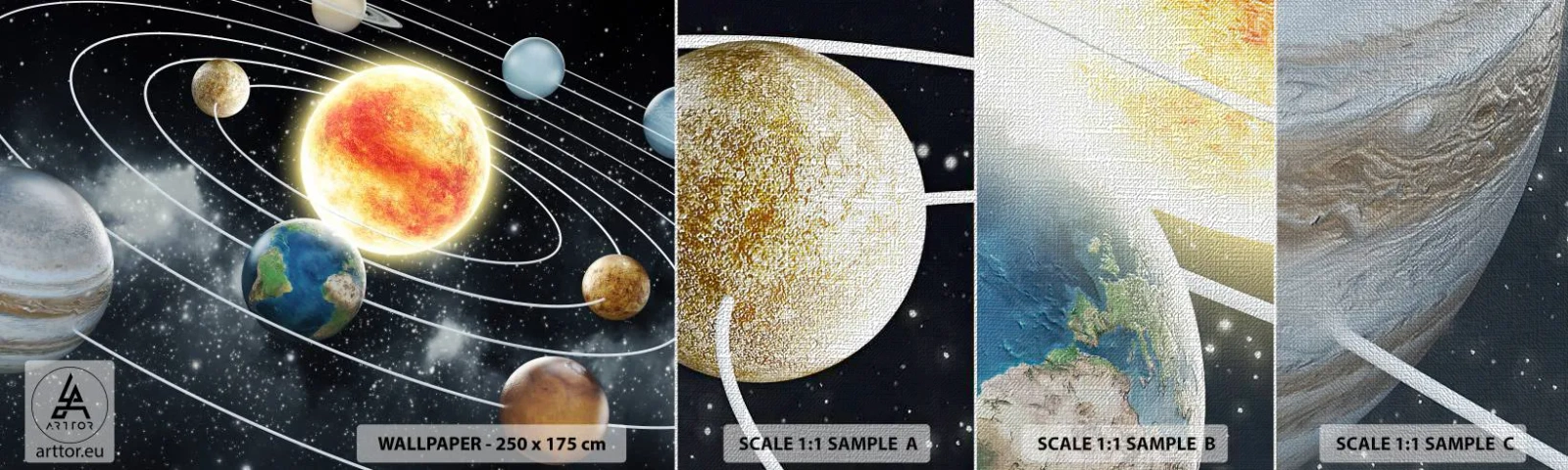 Fotobehang Monster Premium Canvas - Kosmische dans - Kosmos, heelal, Zonnestelsel - 100x30 cm