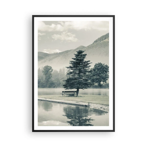 Poster in een zwarte lijst - Het meer slaapt nog - 70x100 cm
