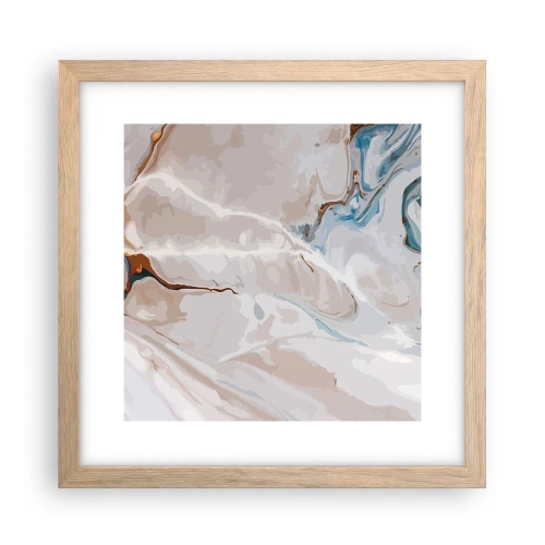 Een poster in een licht eiken lijst - Blauw kronkelt onder het wit - 30x30 cm