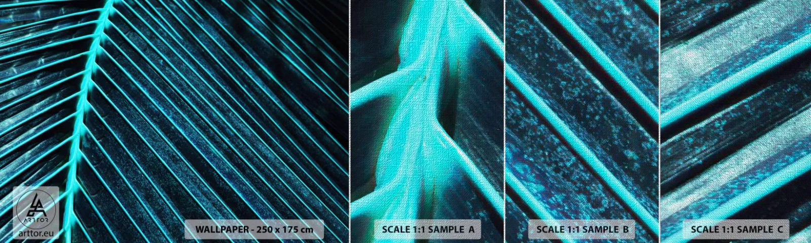 Fotobehang Monster Premium Canvas - Groene textuur - Blad, Macro, Tropisch - 100x30 cm