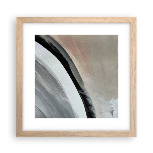 Een poster in een licht eiken lijst - Compositie: boog van zwart en grijs - 30x30 cm