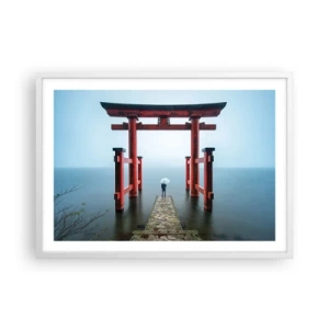 Poster in een witte lijst - Japanse mijmering - 70x50 cm