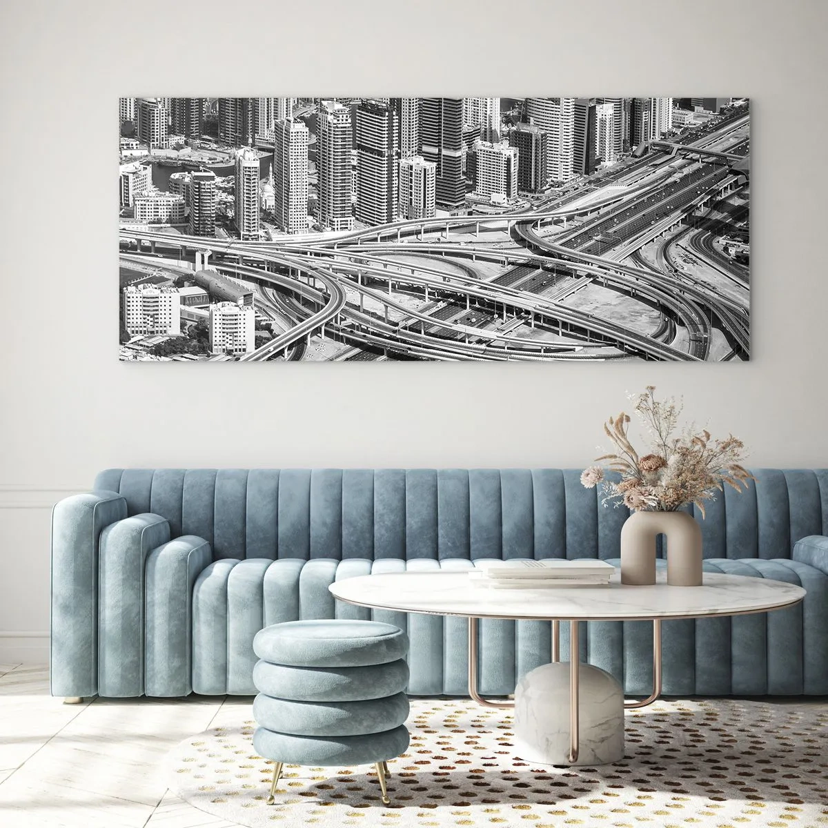 Schilderen op glas - Dubai - de onmogelijke stad - 100x40 cm