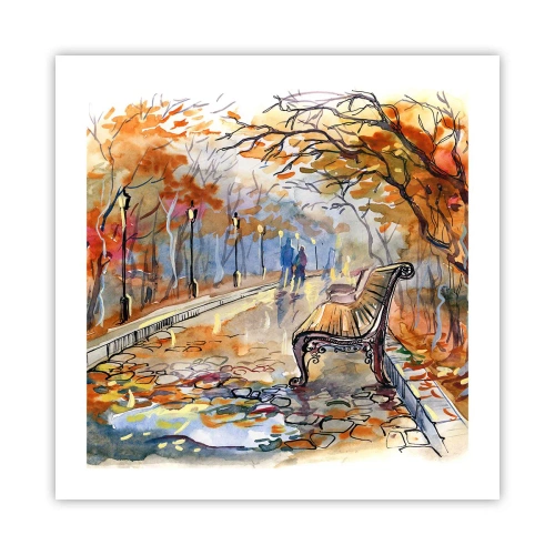 Poster - Samen wandelen in de herfst - 50x50 cm