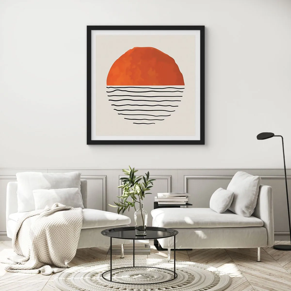 Poster in een zwarte lijst - In het Japanse klimaat - 60x60 cm