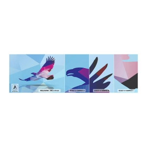 Fotobehang Staaltje Standard Eco - Adelaar in een lila kristal - Vogel, Adelaar, Geometrische figuur - 100x30 cm