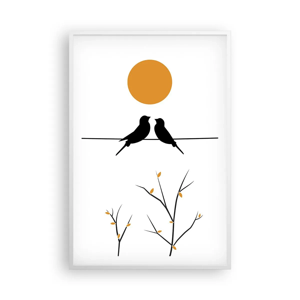 Poster in een witte lijst - Nachtegalen avond - 61x91 cm