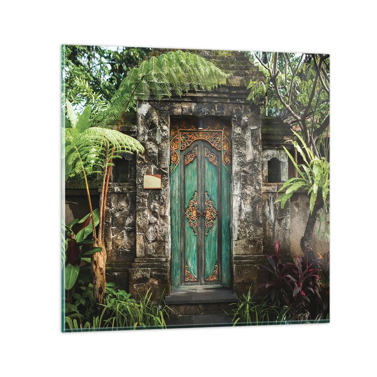 Schilderen op glas - Een deur naar een exotische wereld - 70x70 cm