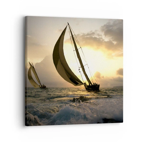 Schilderen op canvas - Met de wind en tegen de wind - 30x30 cm