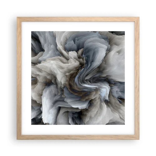 Een poster in een licht eiken lijst - Steen en bloem - 40x40 cm