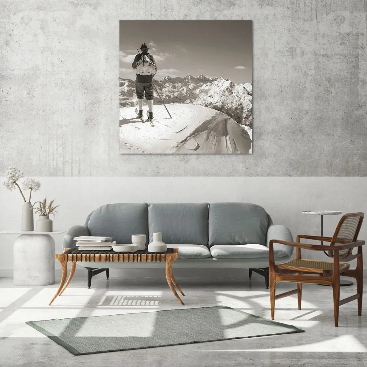 Schilderen op glas - En de bergen blijven onveranderd - 40x40 cm