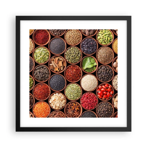Poster in een zwarte lijst - Alle smaken van de wereld - 40x40 cm
