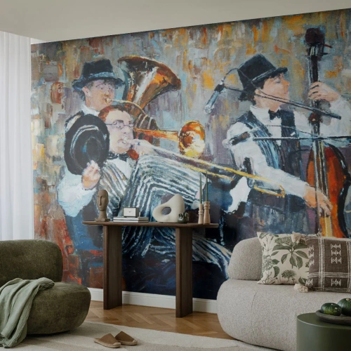 Fotobehang Premium Sand - Al die jazz - Muziek, Band, Muziekinstrumenten - 100x70 cm
