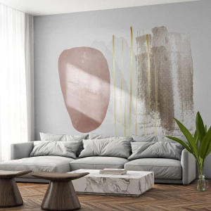 Fotobehang Premium Sand - Abstracte zuilengalerij - Abstractie, Deel, Modern patroon - 100x70 cm