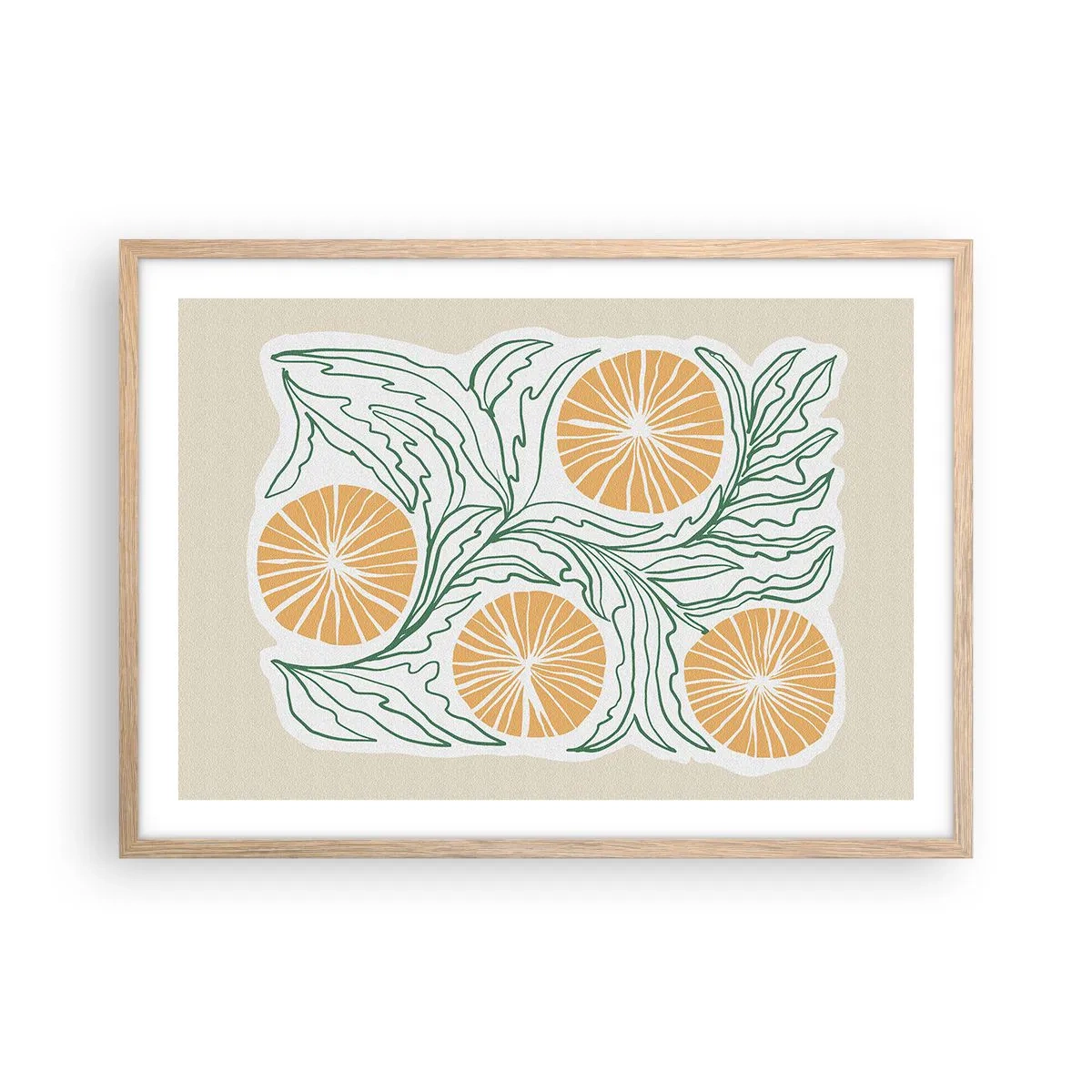 Een poster in een licht eiken lijst - Etnisch met een vleugje abstractie - 70x50 cm