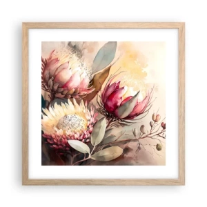 Een poster in een licht eiken lijst - In profiel en en face - 40x40 cm