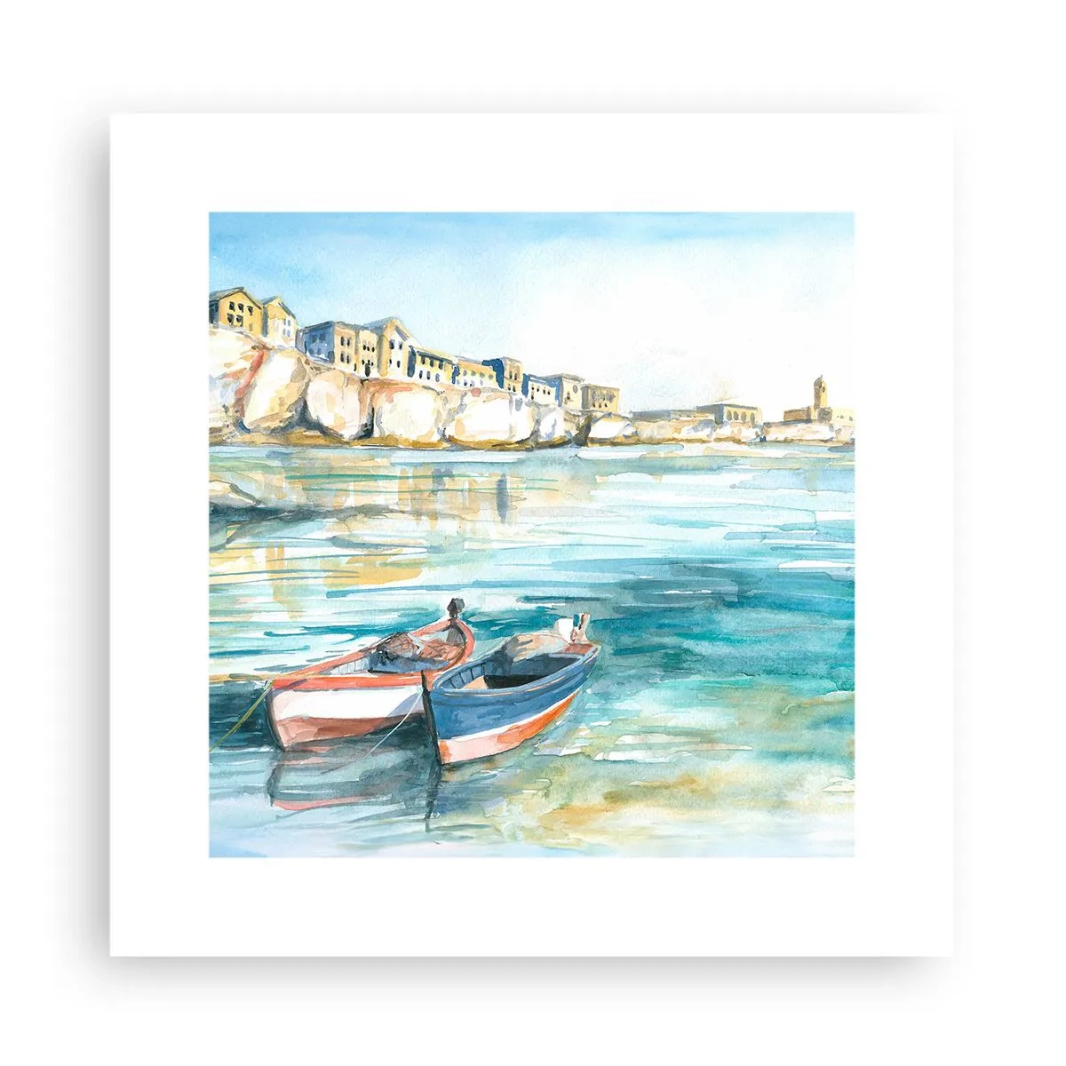 Poster - Azuurblauw landschap - 30x30 cm