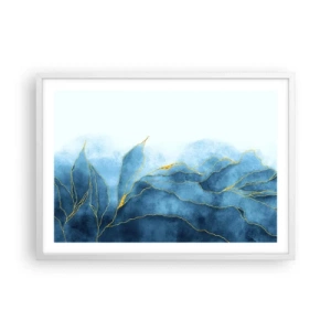 Poster in een witte lijst - Blauw in goud - 70x50 cm