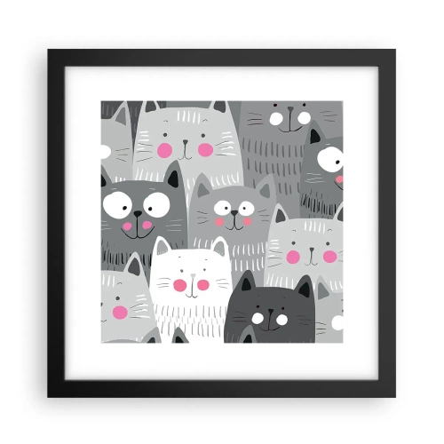 Poster in een zwarte lijst - De wereld van de kat - 30x30 cm
