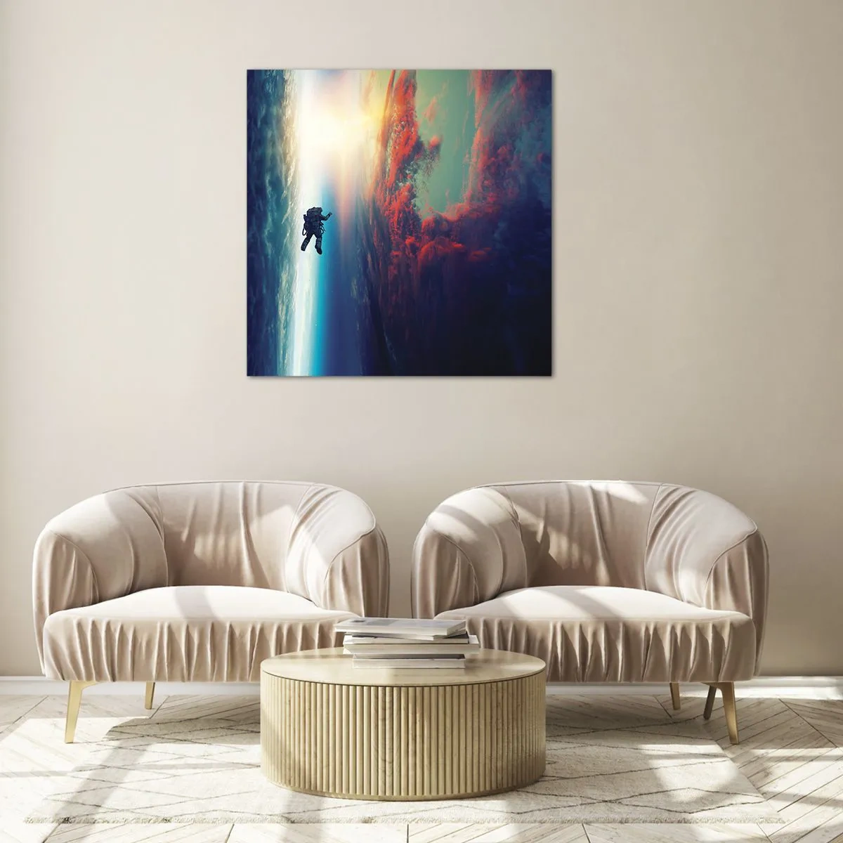 Schilderen op glas - Ga het universum tegemoet - 70x70 cm