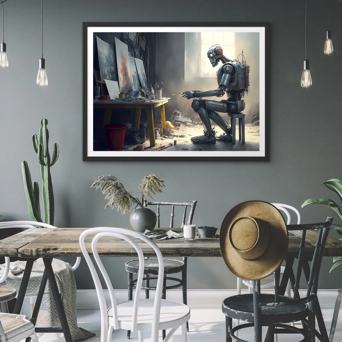 Poster in een zwarte lijst - De scheppingsdaad - 70x50 cm