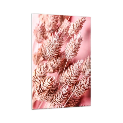 Schilderen op glas - Een bloemencascade in roze - 70x100 cm