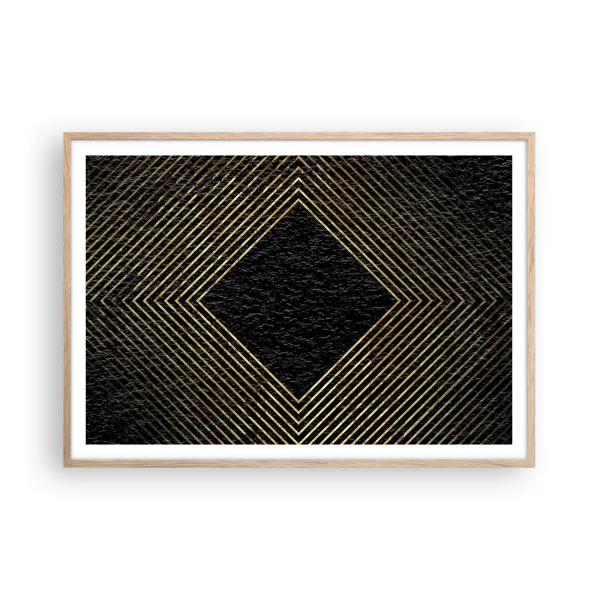 Een poster in een licht eiken lijst - Geometrie in glamoureuze stijl - 100x70 cm