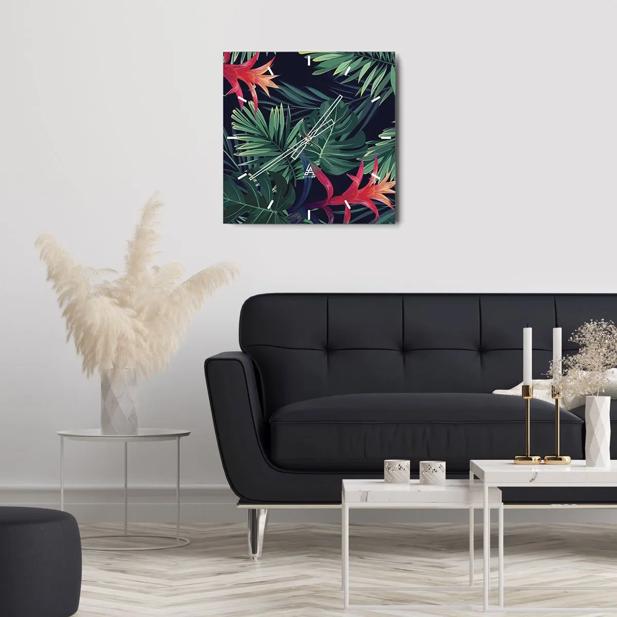 Wandklok - Klok - Ontsteken in het groen - 40x40 cm