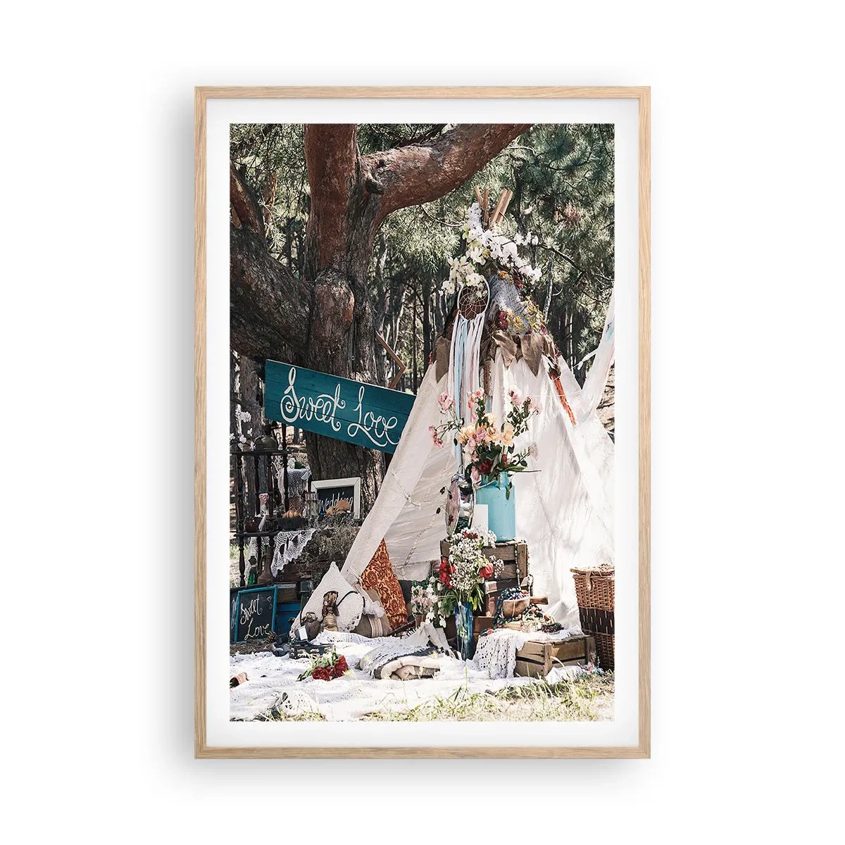 Een poster in een licht eiken lijst - De liefde bedrijven ... - 61x91 cm