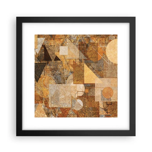 Poster in een zwarte lijst - Een kubistische studie van brons - 30x30 cm