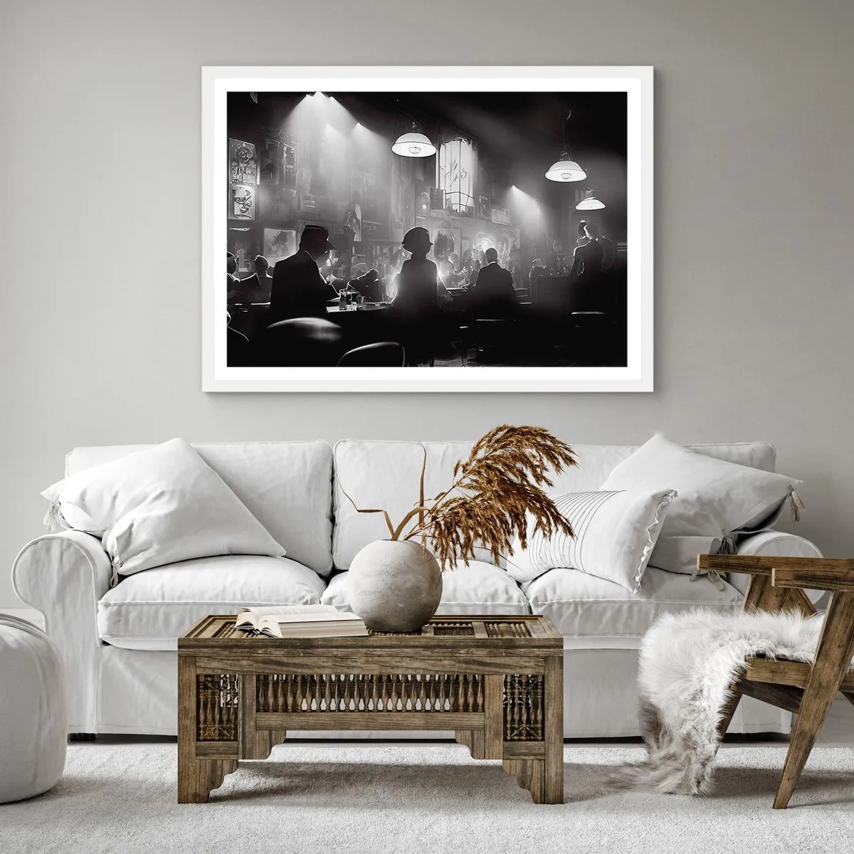 Poster in een witte lijst - In jazz-sfeer - 60x60 cm