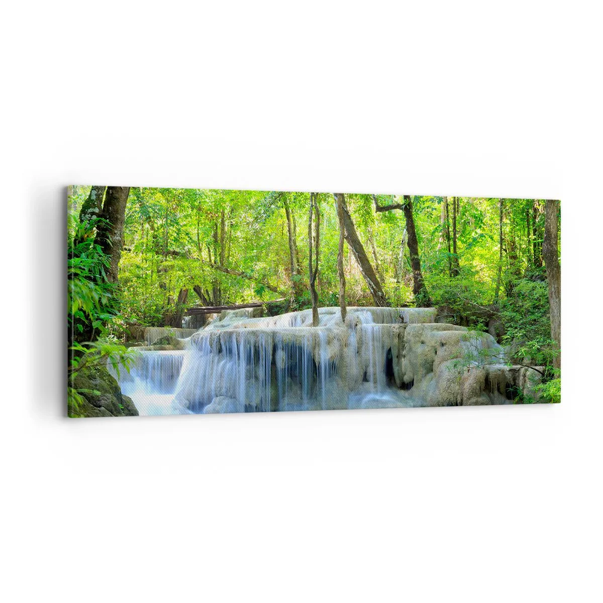 Schilderen op canvas - Verdrinken in turkoois en groen - 100x40 cm