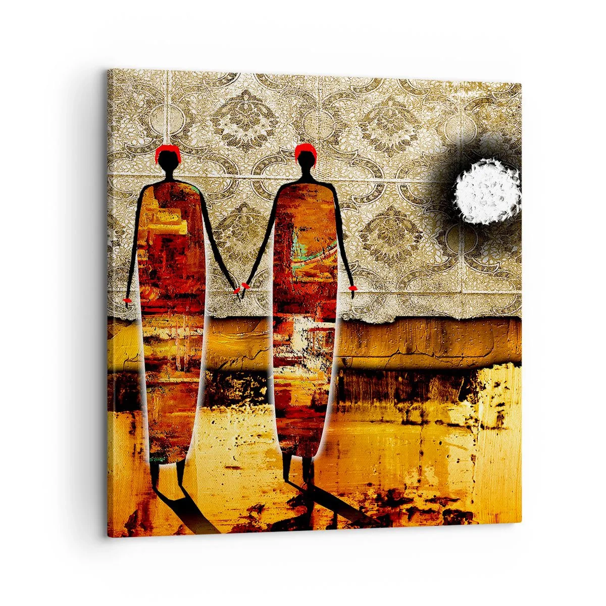Schilderen op canvas - Etnische compositie in de kleuren van Afrika - 60x60 cm