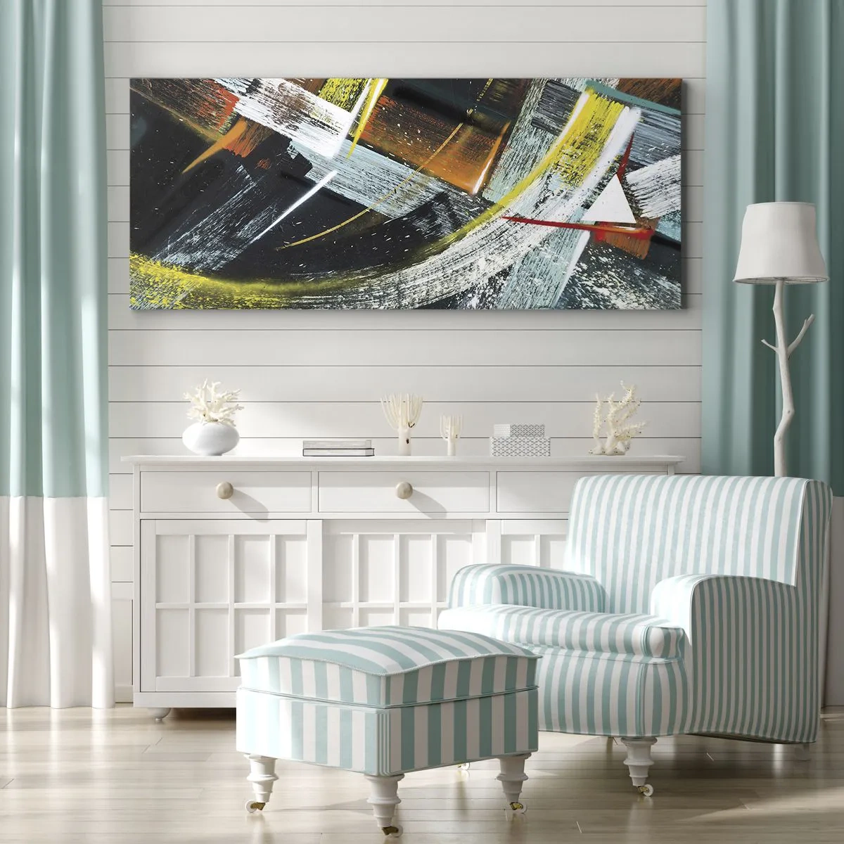 Schilderen op canvas - De energie van beweging - 90x30 cm