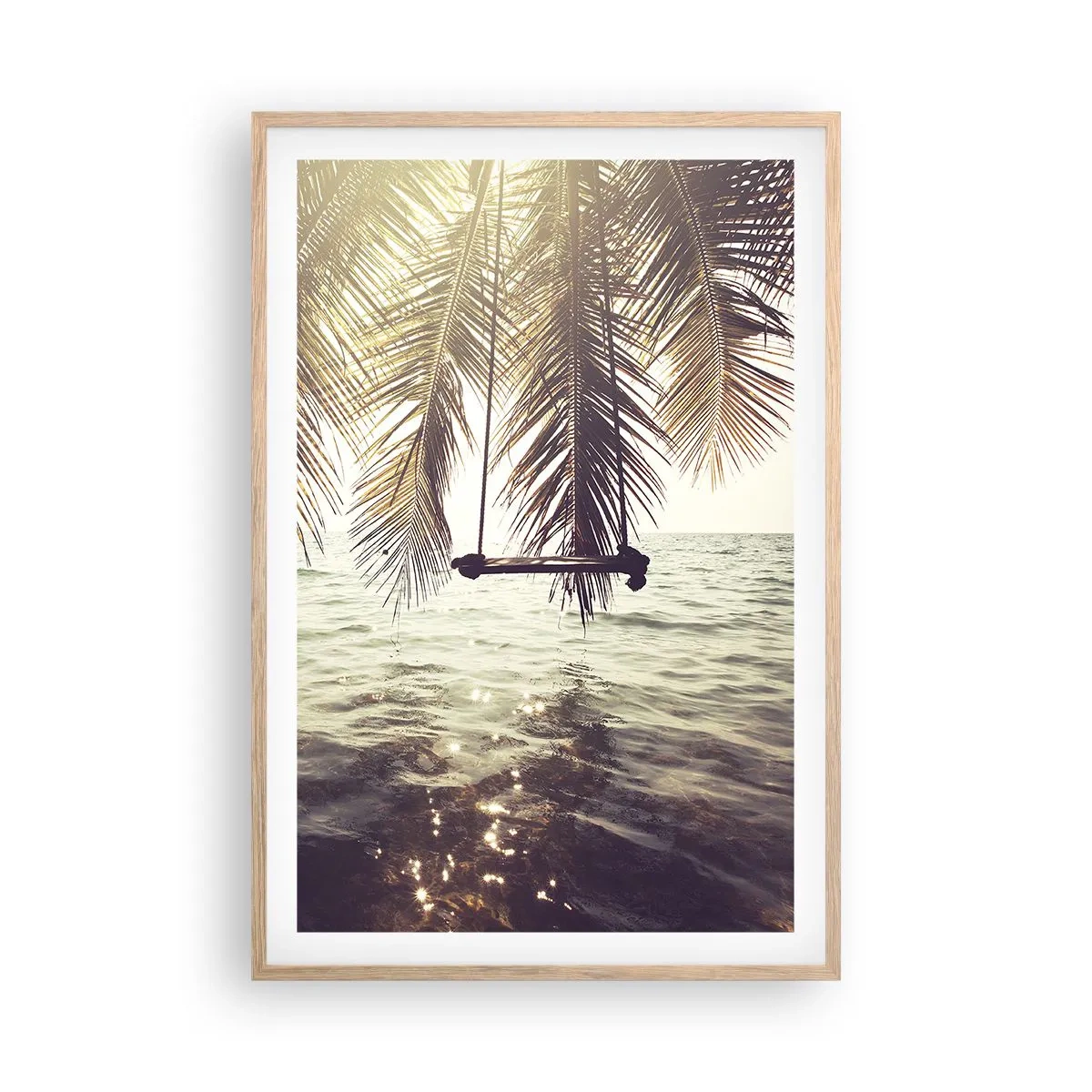 Een poster in een licht eiken lijst - Je kunt naar believen in de wolken slingeren - 61x91 cm