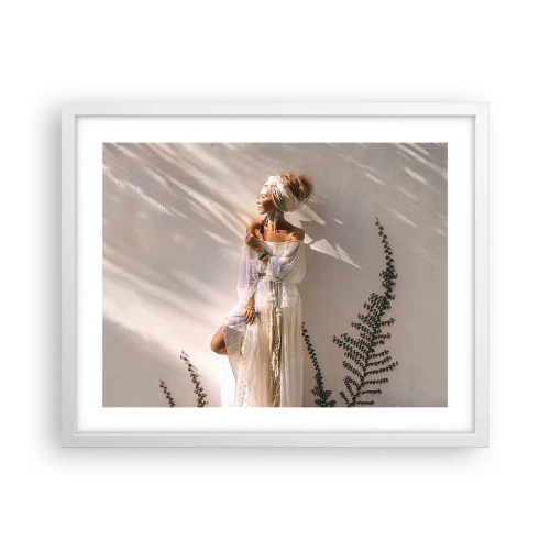 Poster in een witte lijst - De zon en het meisje - 50x40 cm