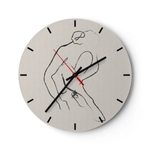 Wandklok - Klok - Een delicate schets van een vrouwelijk silhouet op een lichte achtergrond - 30x30cm - Intieme schets - Moderne wanddecoratie voor woonkamer, keuken en slaapkamer ARTTOR