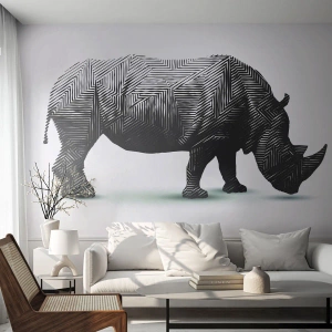 Zelfklevend Fotobehang Deluxe Sticker - Geometrische schoonheid van de natuur - Dieren, Neushoorn, Grafisch - 450x315 cm