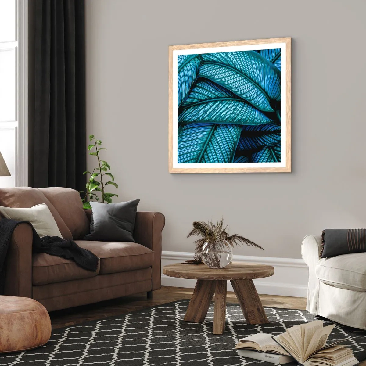Een poster in een licht eiken lijst - Levens lijnen - 30x30 cm