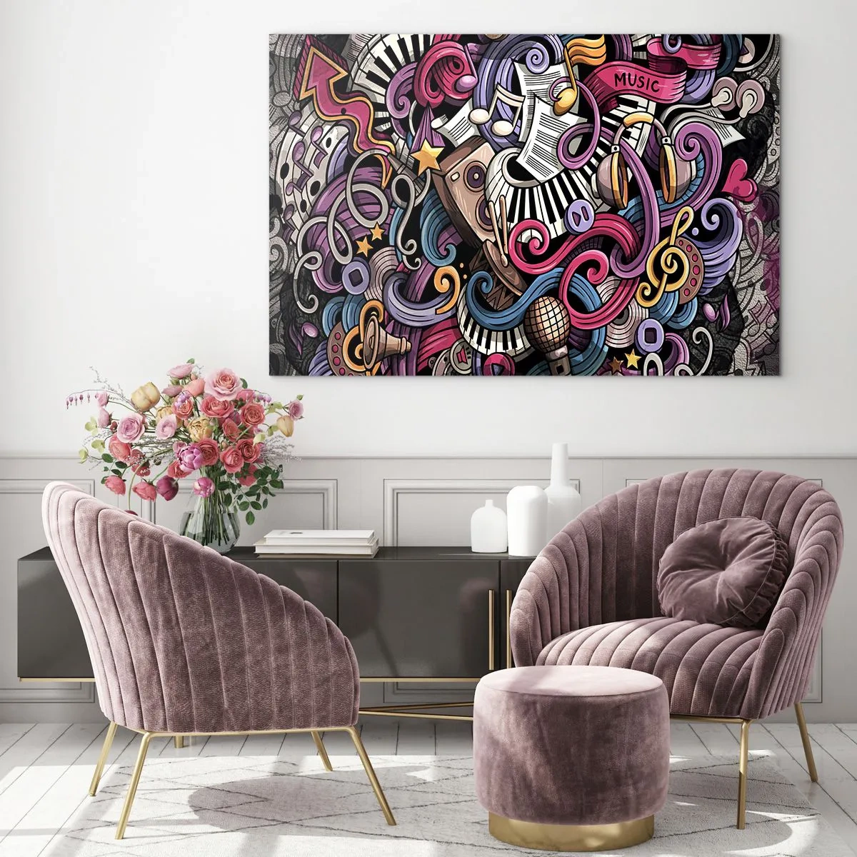 Schilderen op glas - Ingewikkelde melodie - 100x70 cm