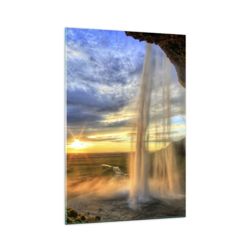 Schilderen op glas - De wereld achter een sluier van druppels - 70x100 cm