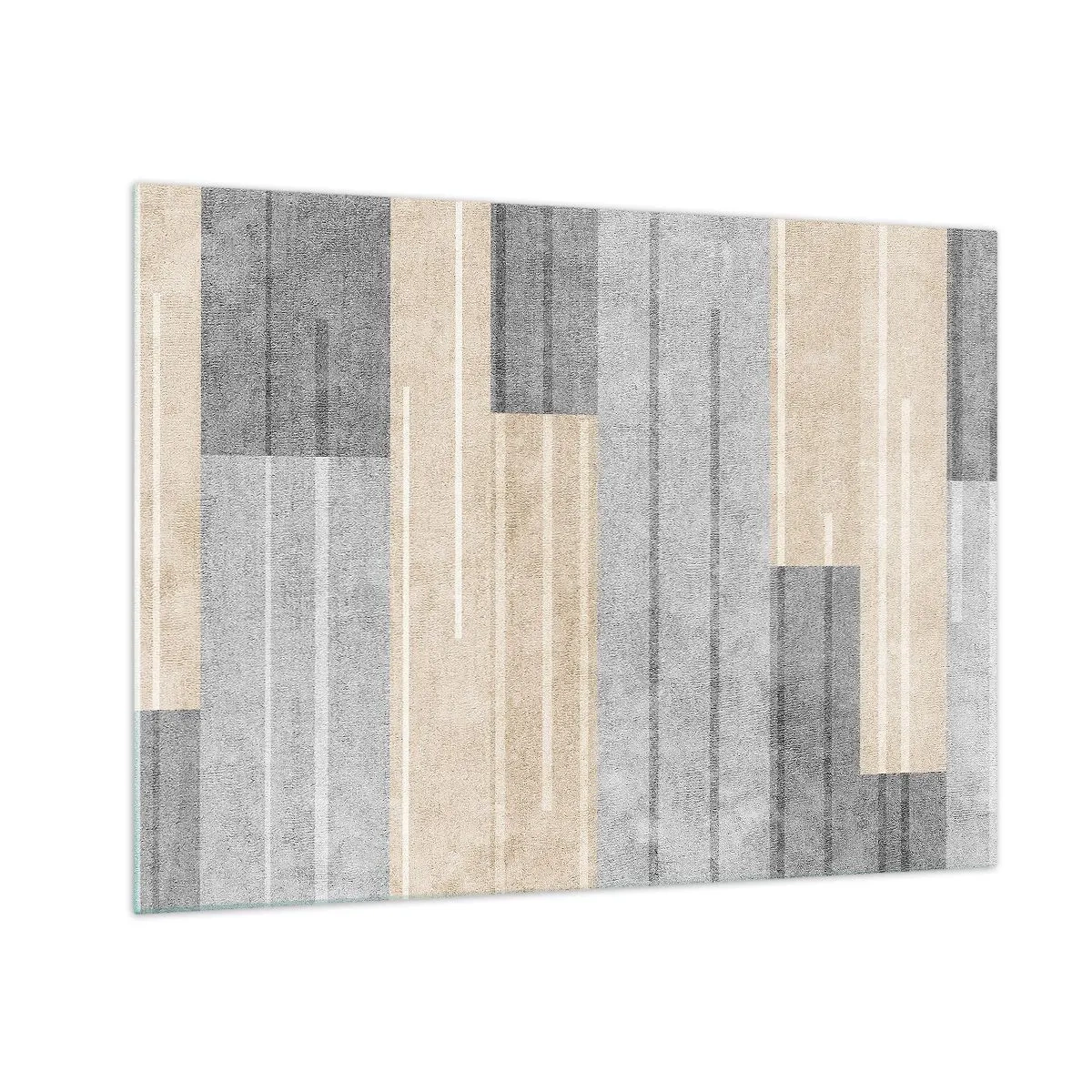 Schilderen op glas - Geometrische strepen in tinten grijs en beige - 70x50cm - Compositie: houd verticaal - Moderne wanddecoratie voor woonkamer en slaapkamer ARTTOR