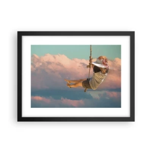 Poster in een zwarte lijst - Plezier in de wolken - 40x30 cm